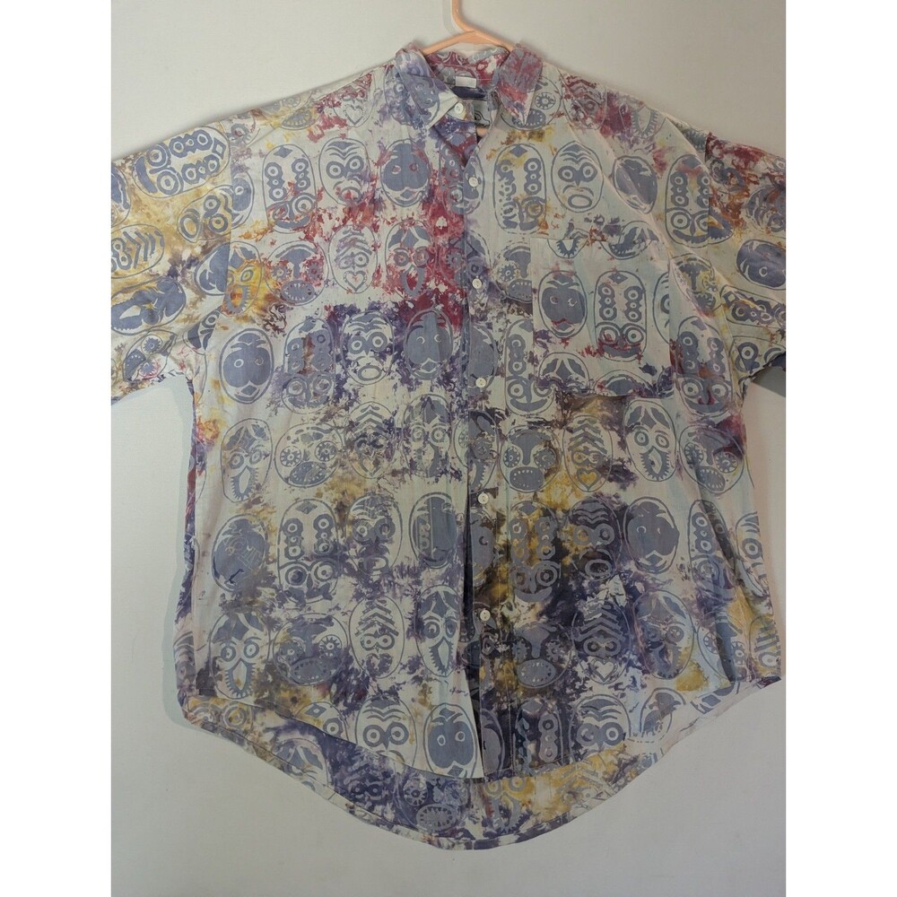 Java Lava Vintage Retro Boho Short Sleeve Cotton Shirt Mens One Size Hawaiian